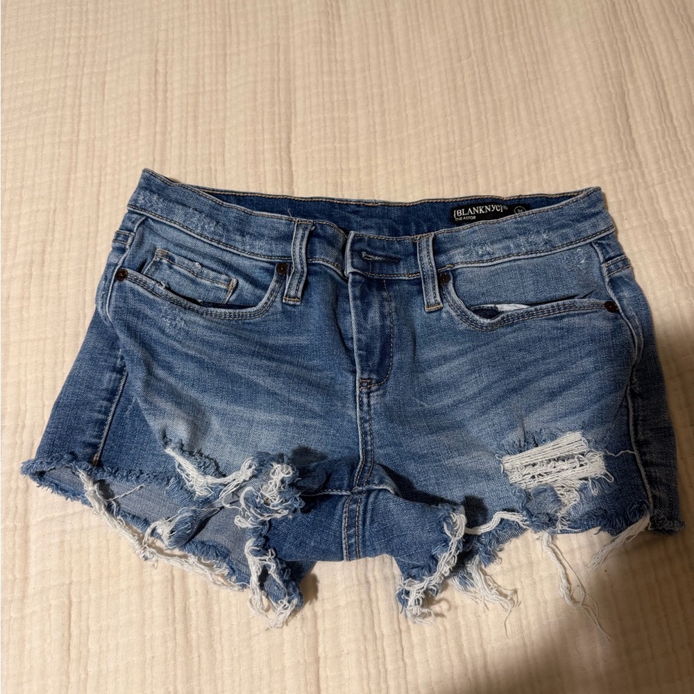 Blank NYC Women's Light Blue Ripped Jean Shorts